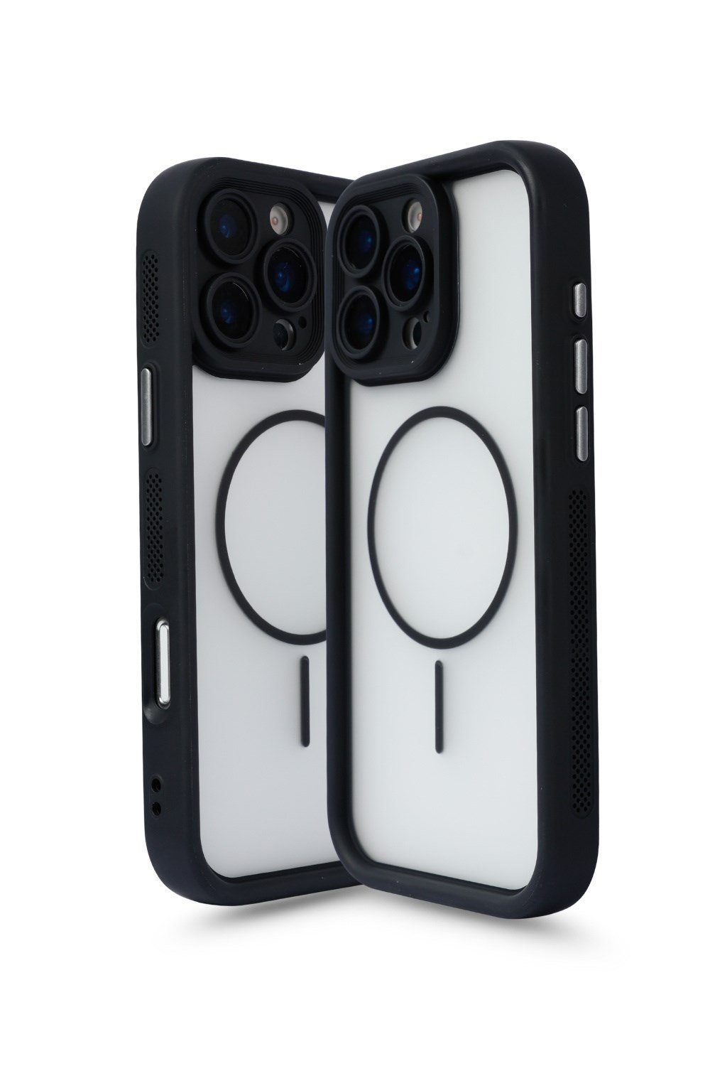 iPhone 16 Pro Max Uyumlu Kamera Korumalı Magsafe Wireless Şarj Özellikli Mat Silikon Siyah renkli Silikon Telefon Kılıfı