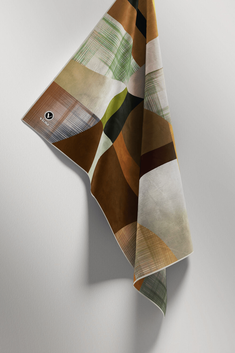 Twill Geometrik Desenli Vizon Renkli 90x90 Eşarp (İpek İçermez) Kenar Dikiş Şekli El Dikişli