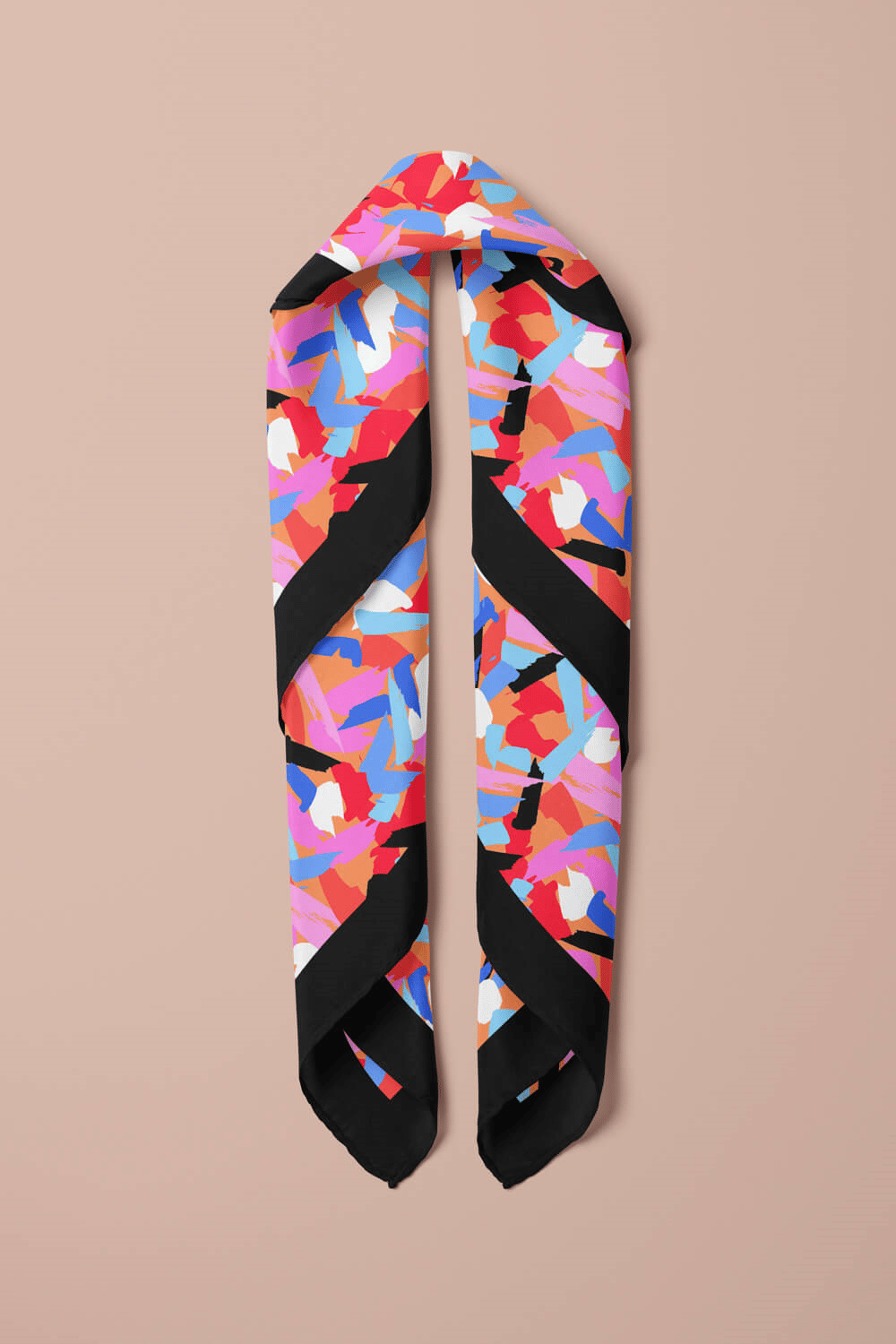 B39 Kadın Çok Renkli Fırça Efekli Desenli 50x50 Bandana HYL DG0758-22