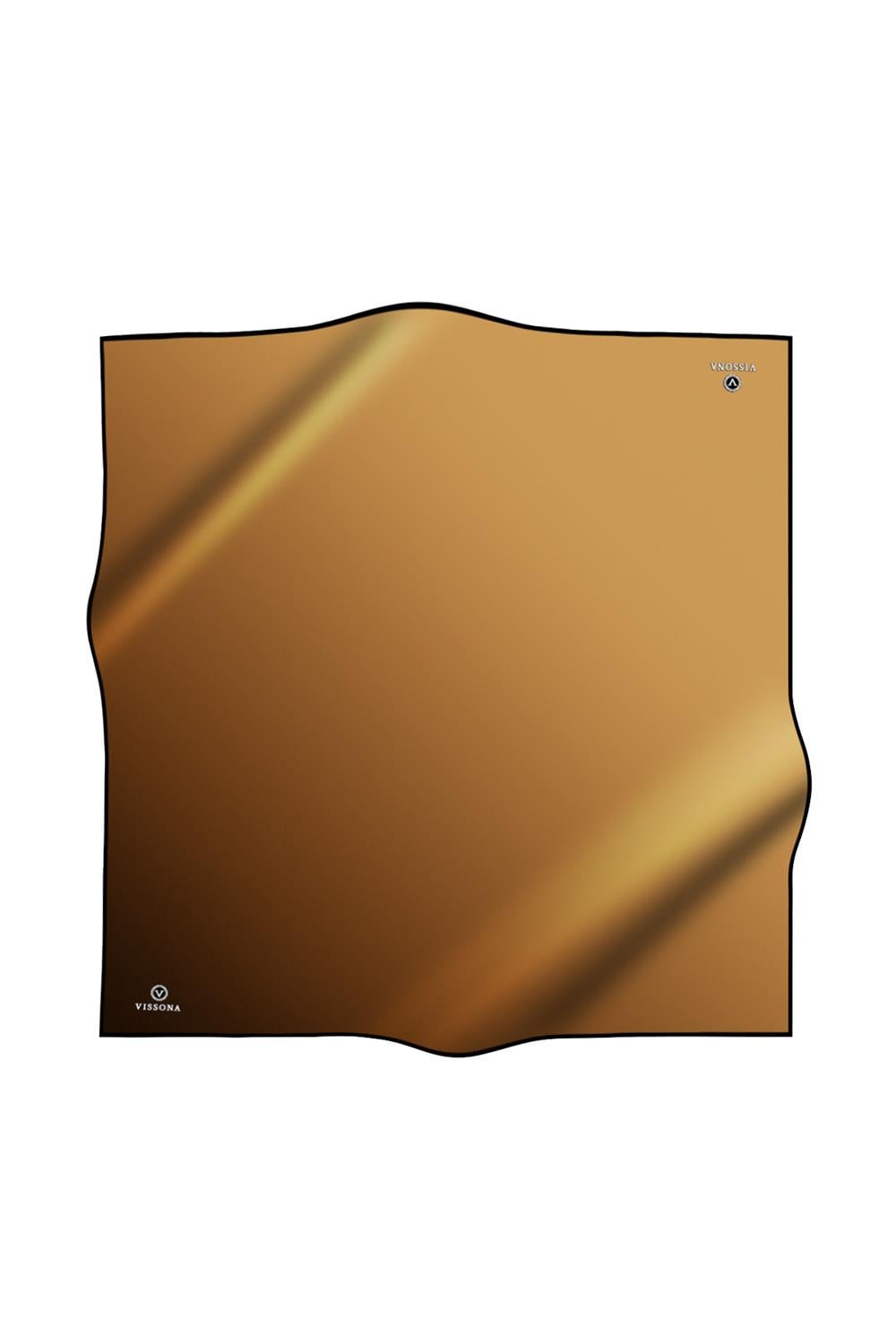 %100 Twill İpek Degrade Desenli Gold Renkli 90x90 Eşarp Dikim Şekli : El Dikişi