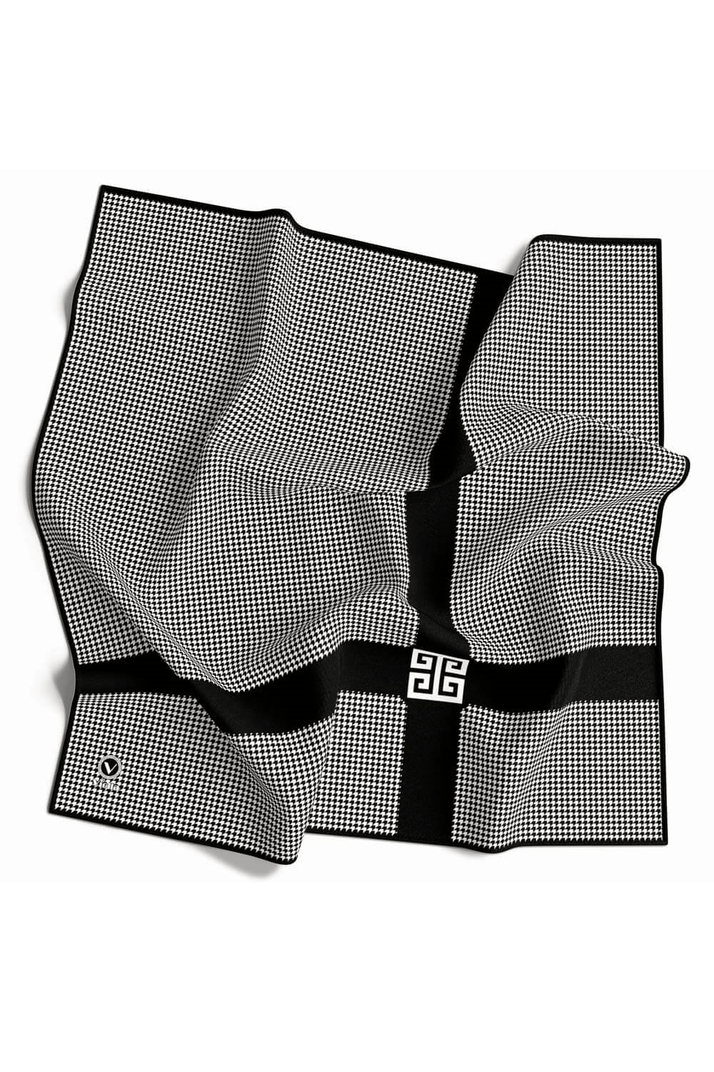 Twill Kazayaklı Şerit Desenli Siyah Renkli 90x90 Eşarp (İpek İçermez) Dikim Şekli : El Dikişi