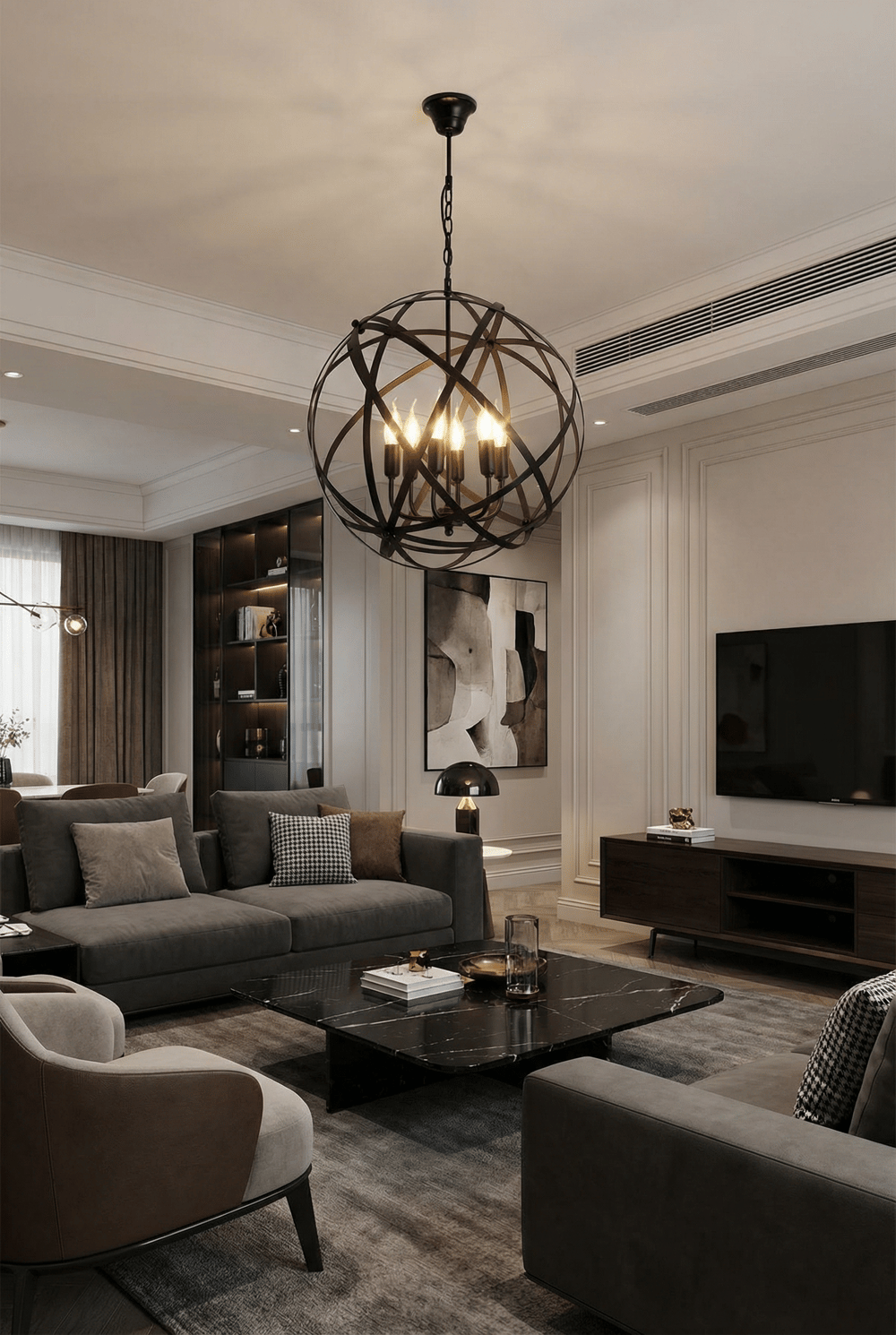 Avonni, 4183 Ailesi Siyah Boyalı Modern Avize 
