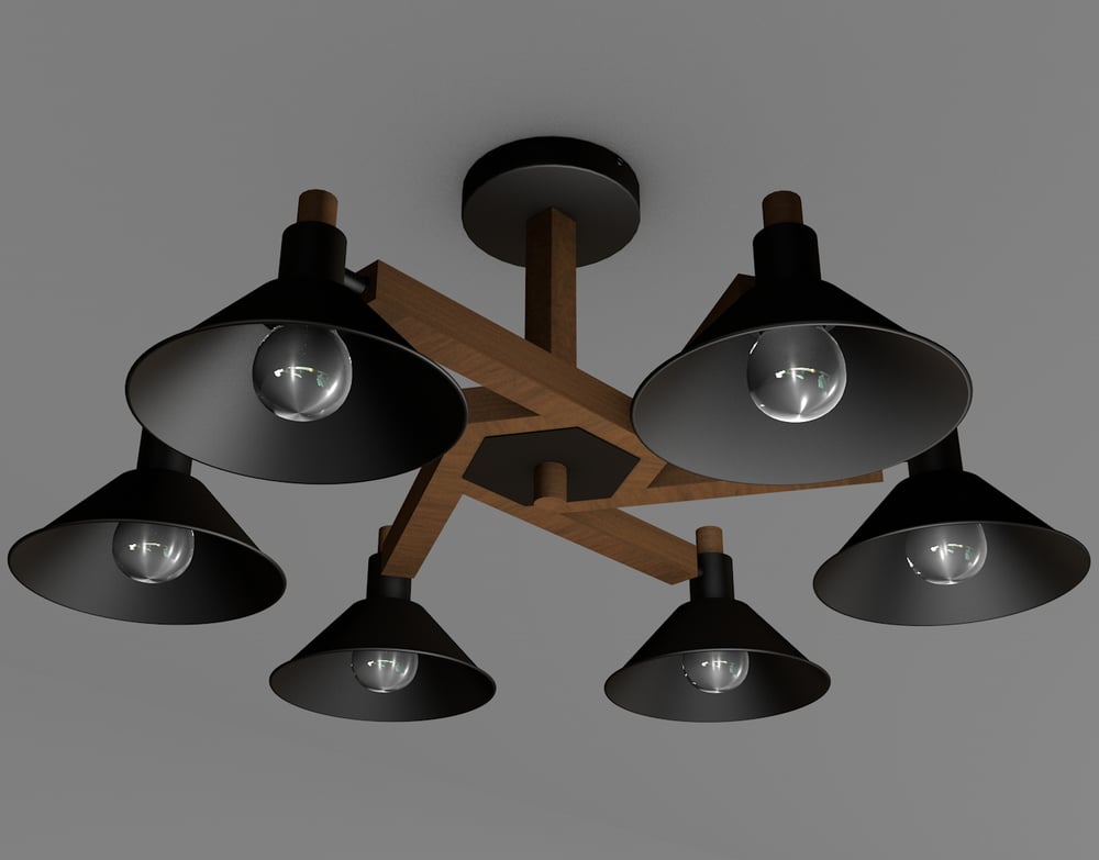 Avonni, 3D-2506-41 Ahşap Gövdeli Modern Avize