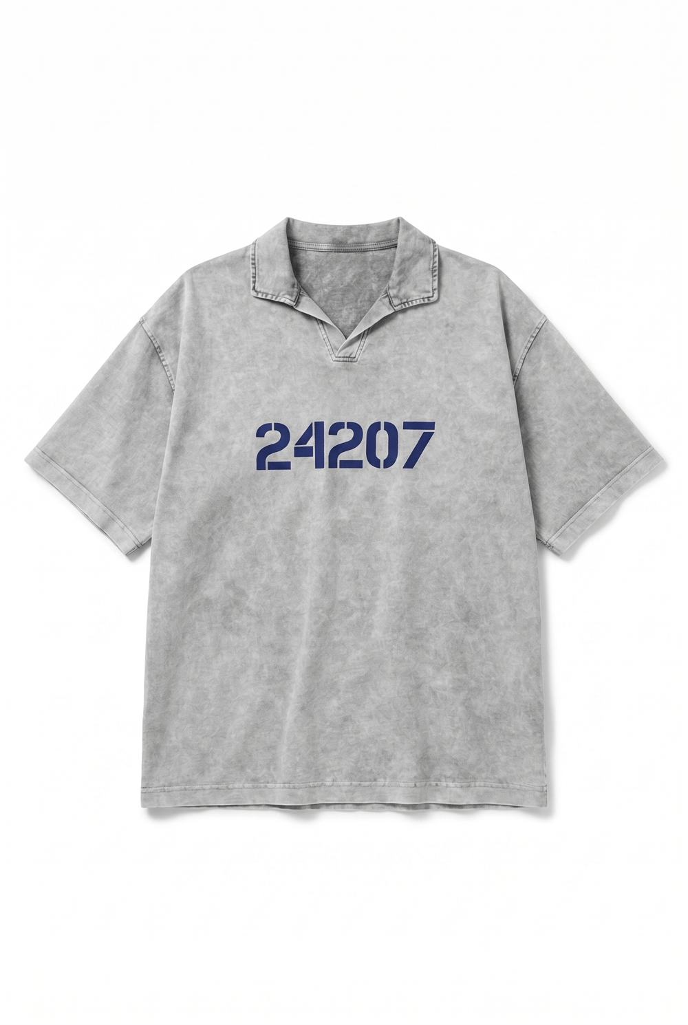 Erkek 24207 Baskılı Yıkamalı Oversize T-Shirt Gri