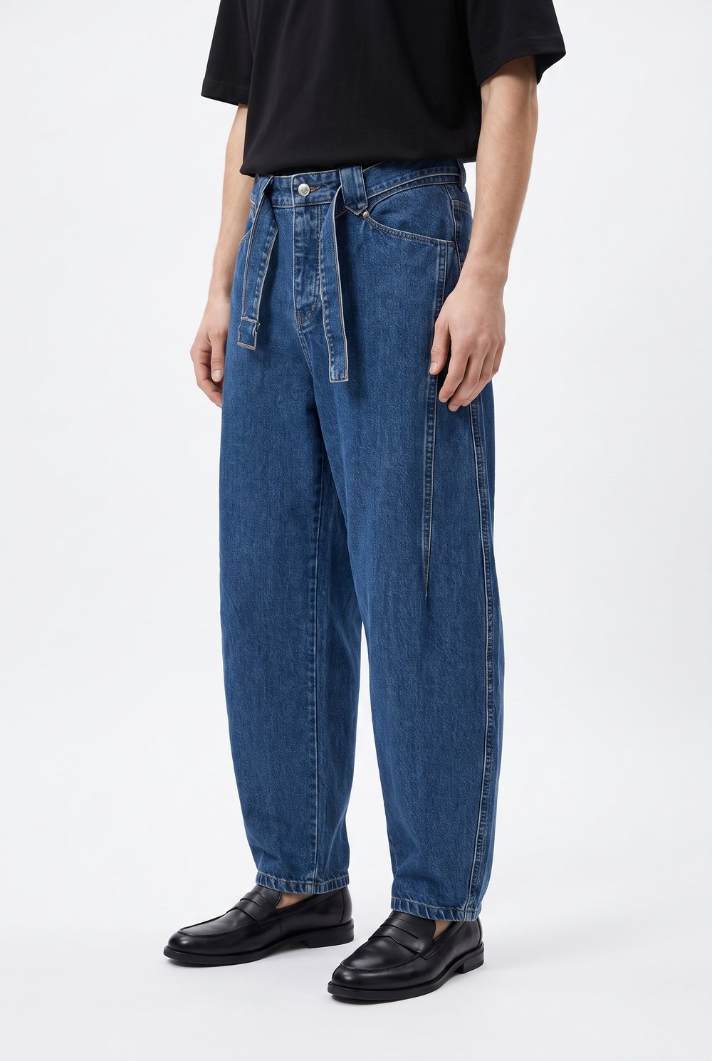 Erkek Barrel Fit Jean Koyu Mavi