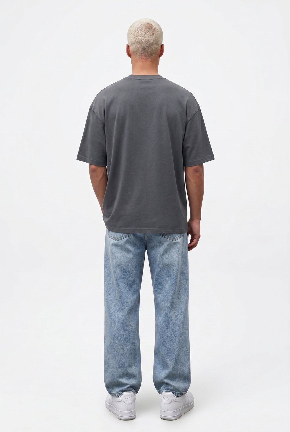 Erkek Basic Oversize T-Shirt Füme