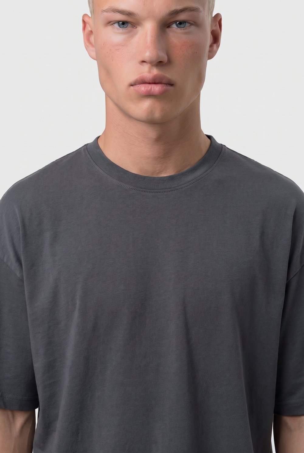 Erkek Basic Oversize T-Shirt Füme