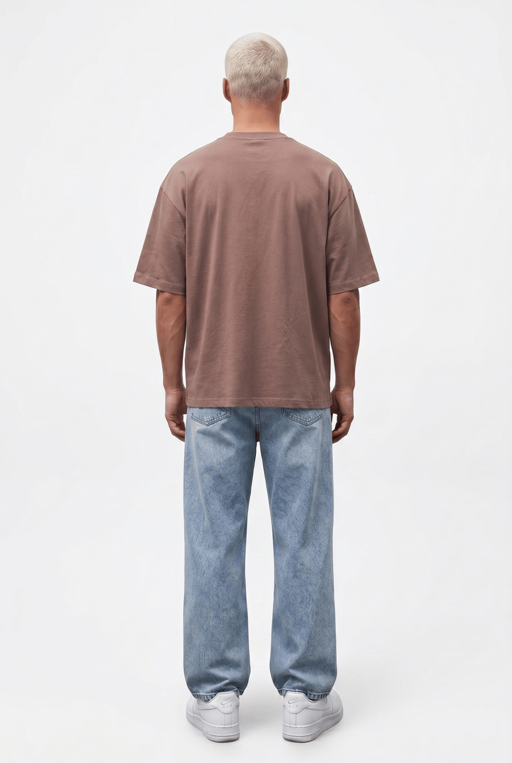 Erkek Basic Oversize T-Shirt Kahve