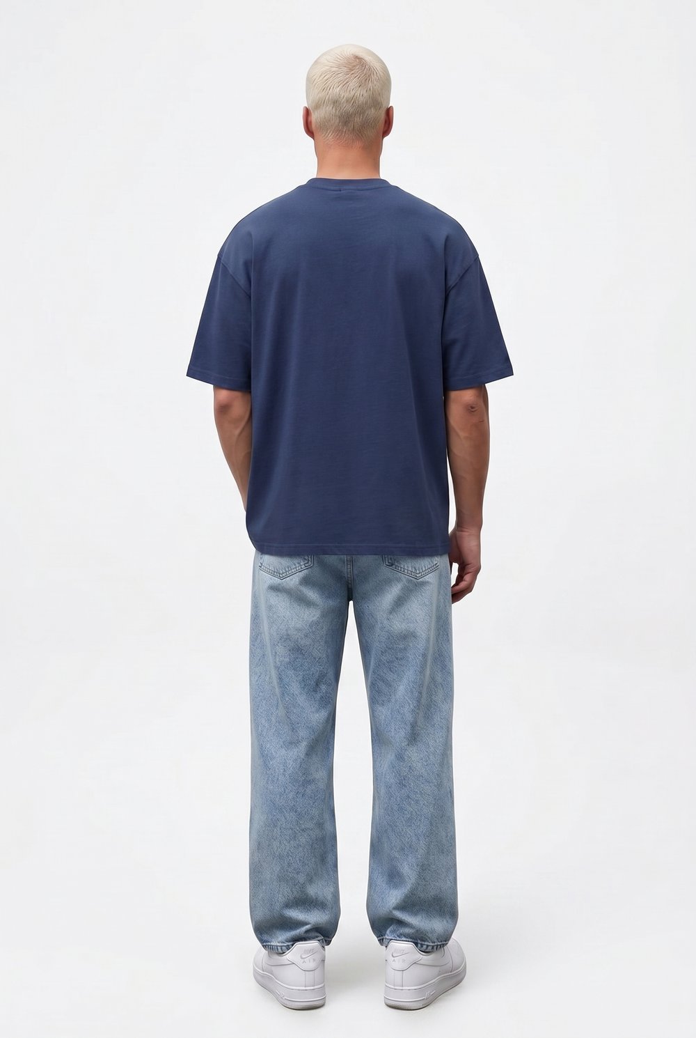 Erkek Basic Oversize T-Shirt Lacivert