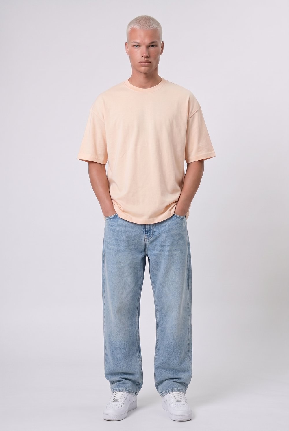 Erkek Basic Oversize T-Shirt Pembe