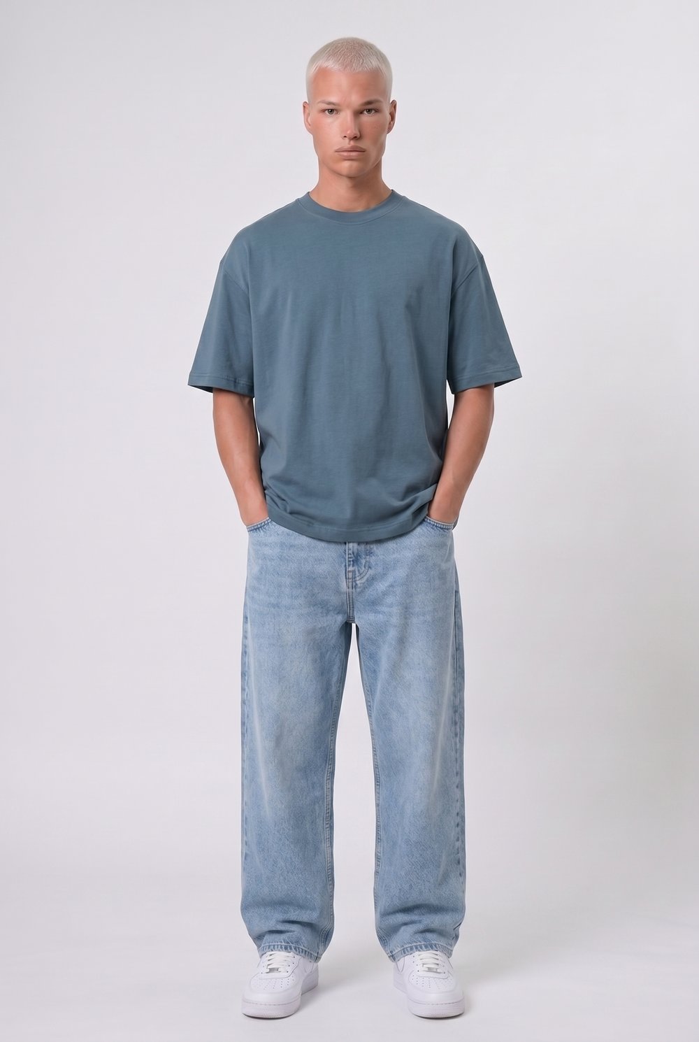 Erkek Basic Oversize T-Shirt Petrol