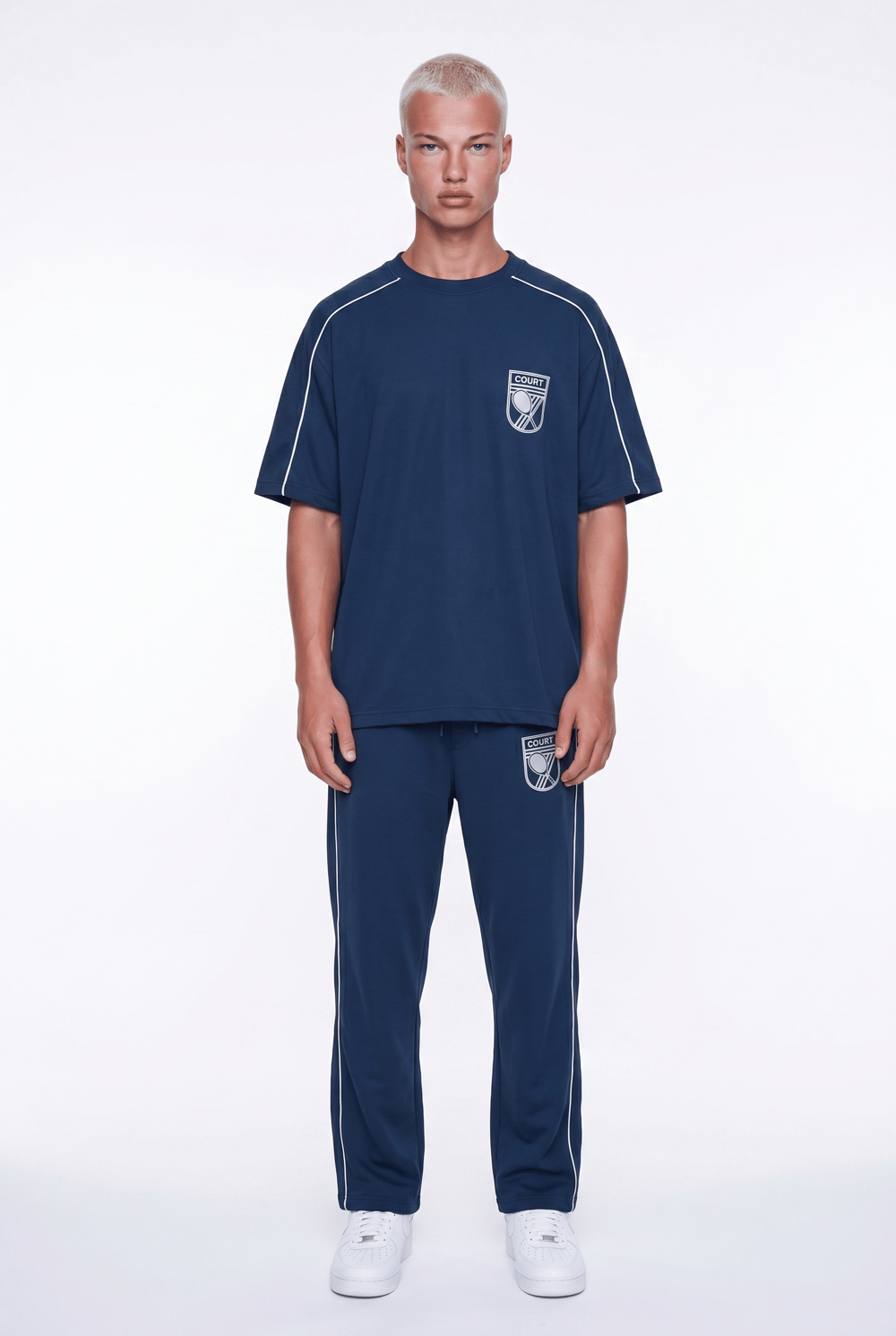 Erkek Court Baskılı Regular Fit Eşofman Takımı Lacivert