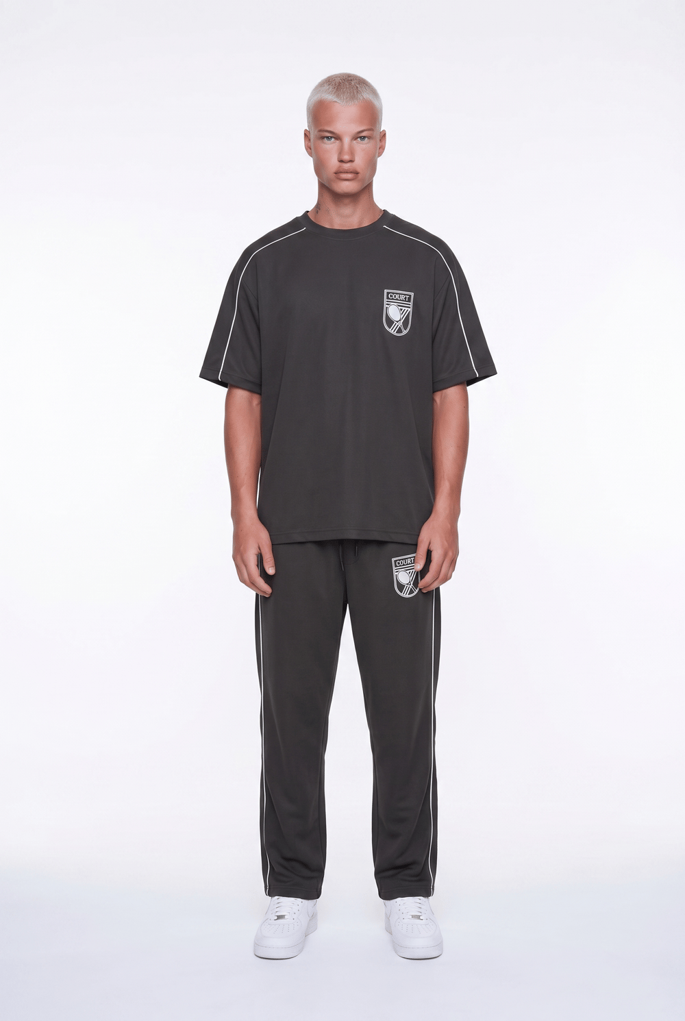 Erkek Court Baskılı Regular Fit Eşofman Takımı Kahve