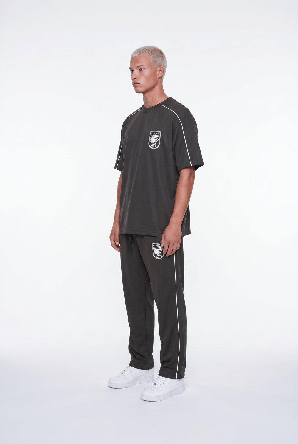 Erkek Court Baskılı Regular Fit Eşofman Takımı Kahve