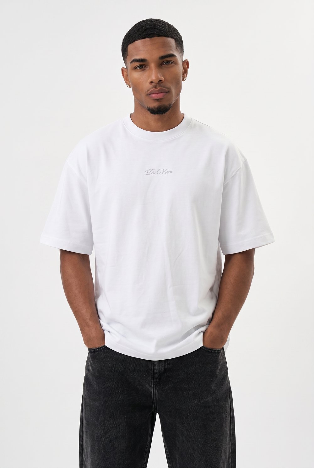 Erkek Da Vinci The Last Supper Baskılı Oversize T-Shirt Beyaz