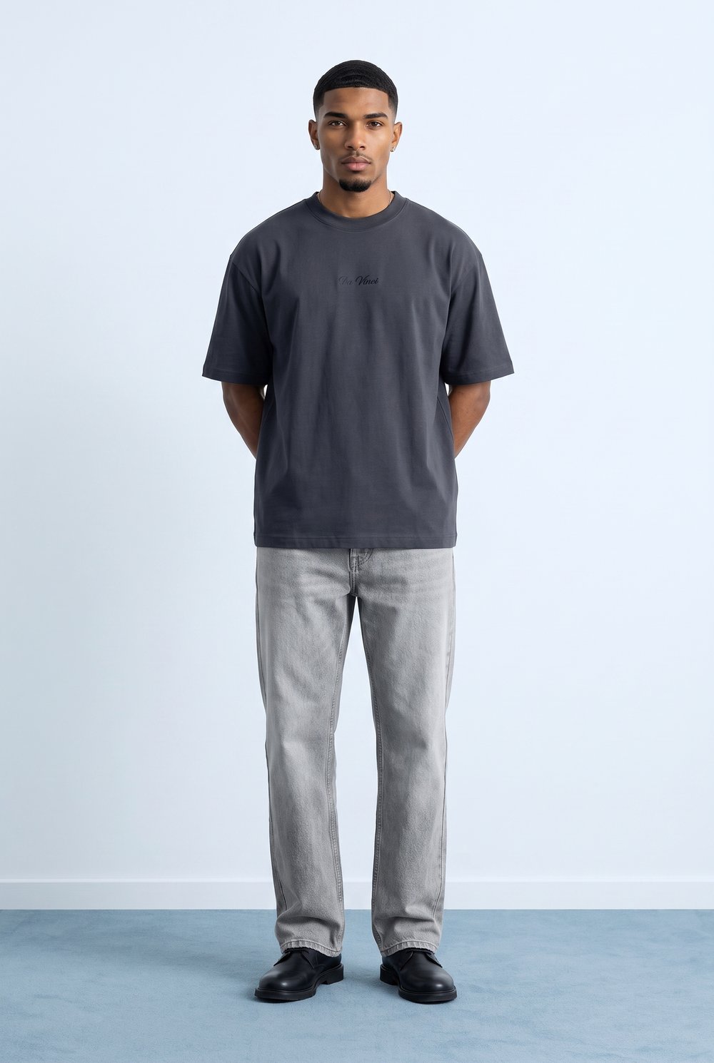 Erkek Da Vinci The Last Supper Baskılı Oversize T-Shirt Füme