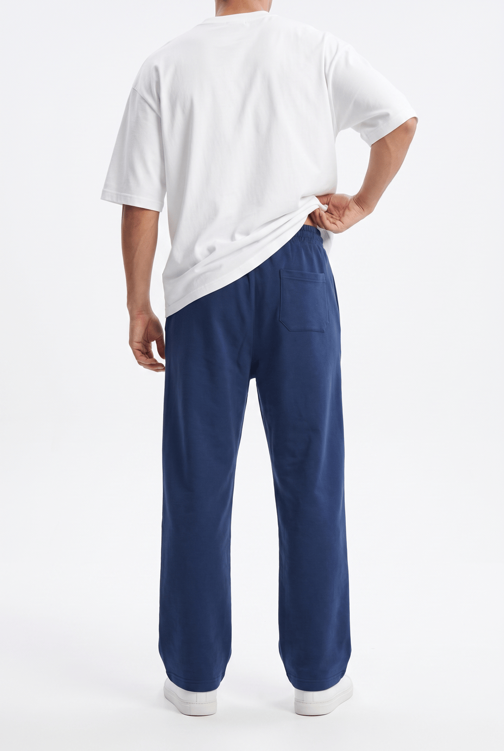 Erkek Damask Şerit Detaylı Kışlık Doubleface Baggy Eşofman Altı Lacivert