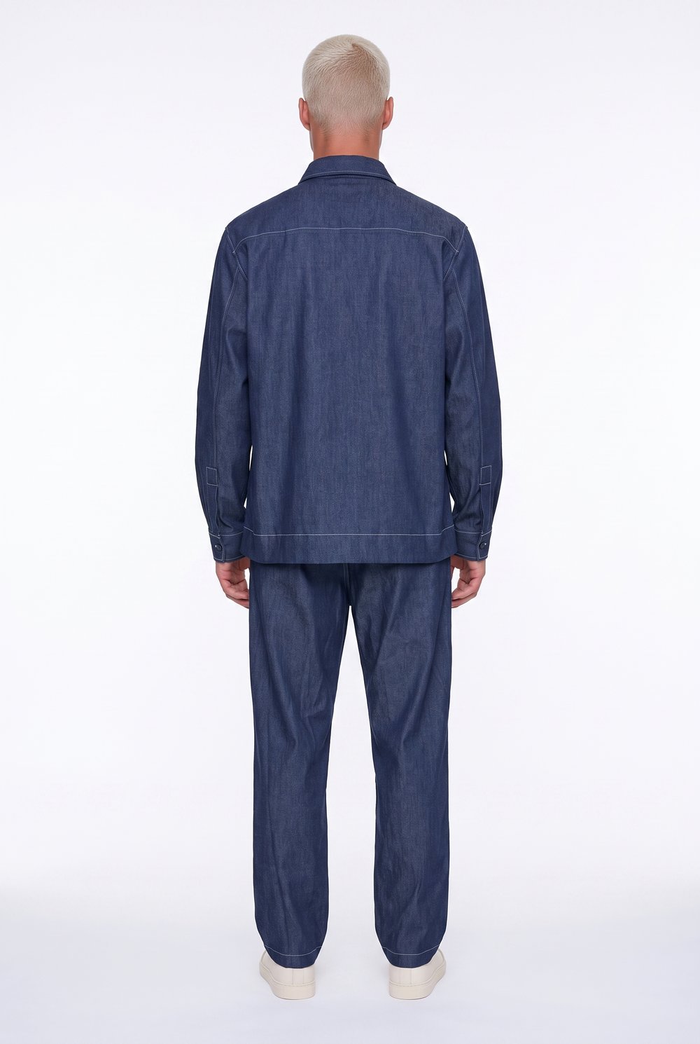 Erkek Dikiş Detaylı Denim Takım Lacivert