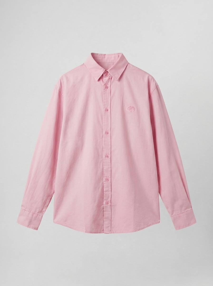 Erkek Dokulu Dolgun Oversize Gömlek Pembe