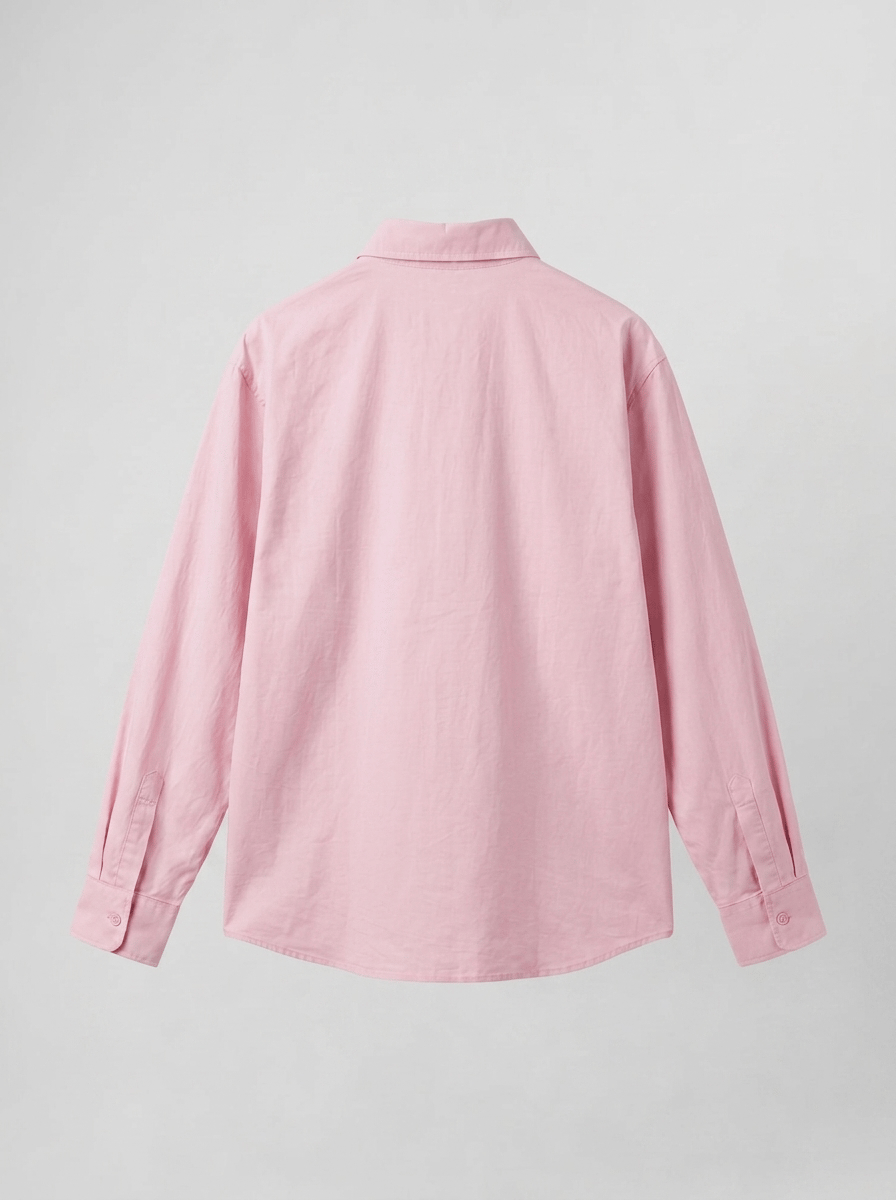 Erkek Dokulu Dolgun Oversize Gömlek Pembe