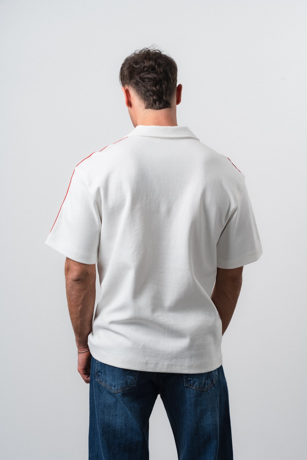 Erkek Fransa Retro Forma T-Shirt Ekru