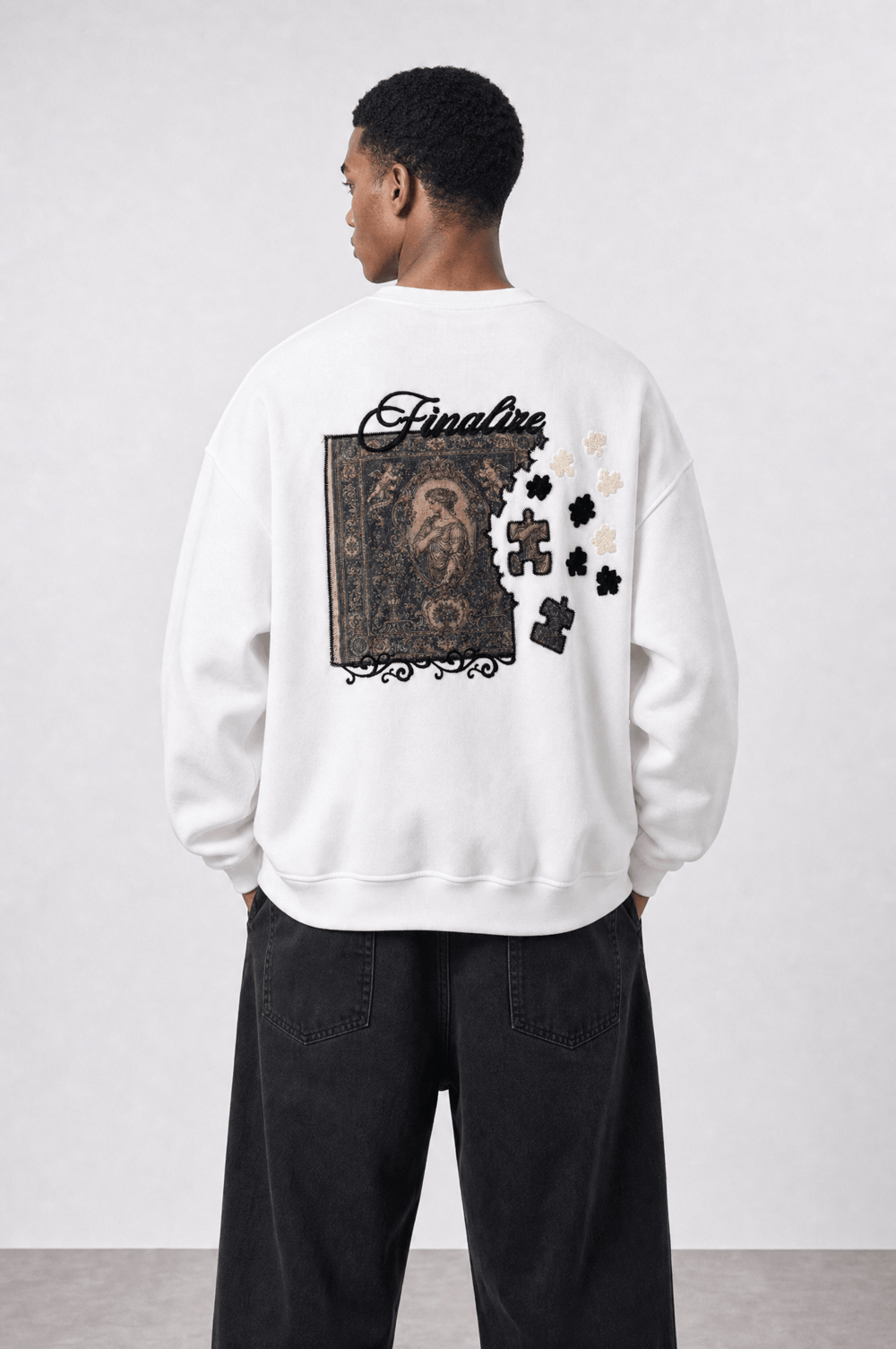 Erkek Finalize Patch Detaylı Oversize Sweatshirt Ekru