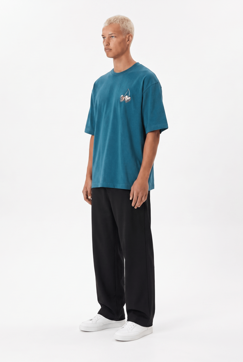 Erkek Harvest Baskılı Oversize T-Shirt Zümrüt