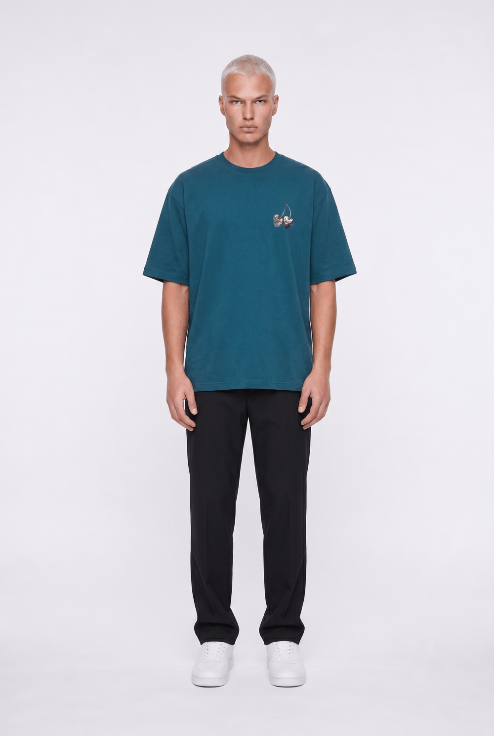 Erkek Harvest Baskılı Oversize T-Shirt Zümrüt