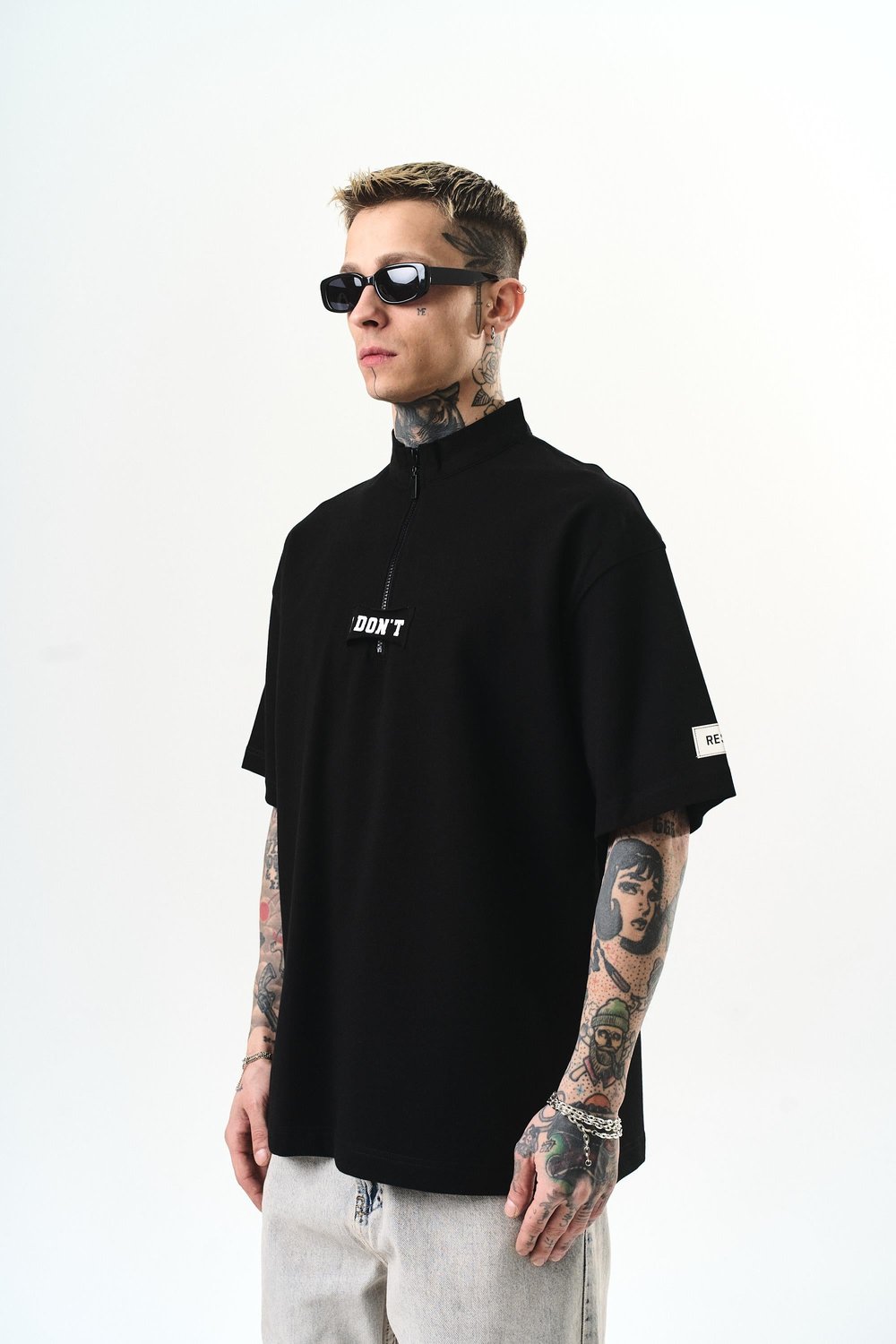 Erkek I Dont Nakışlı Oversize T-Shirt Siyah