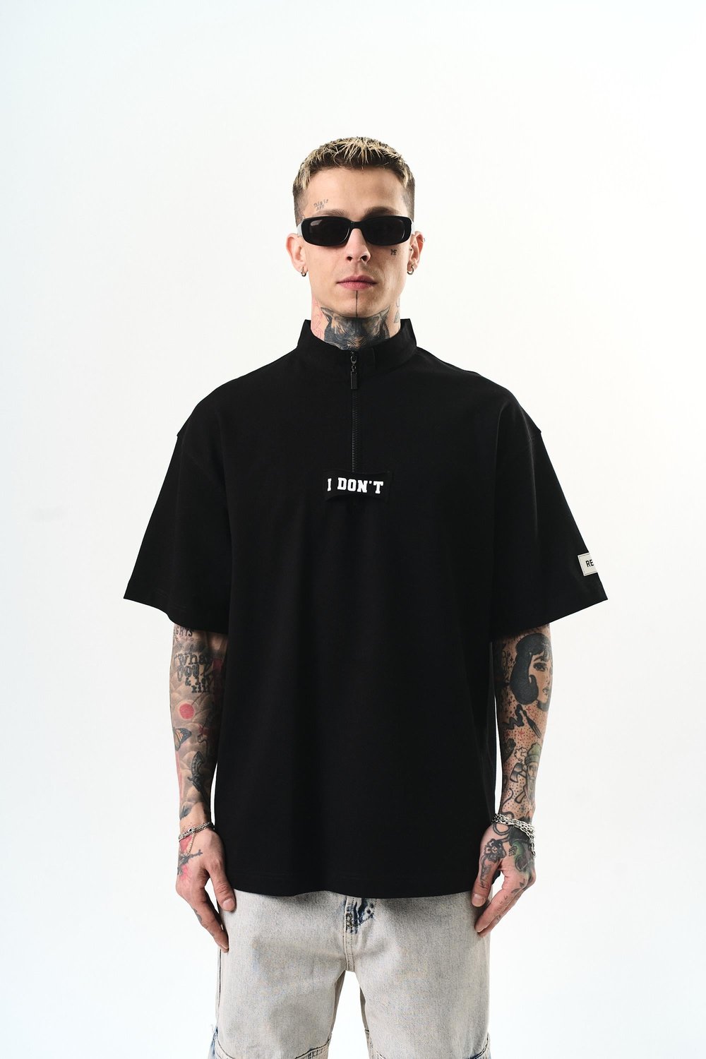 Erkek I Dont Nakışlı Oversize T-Shirt Siyah