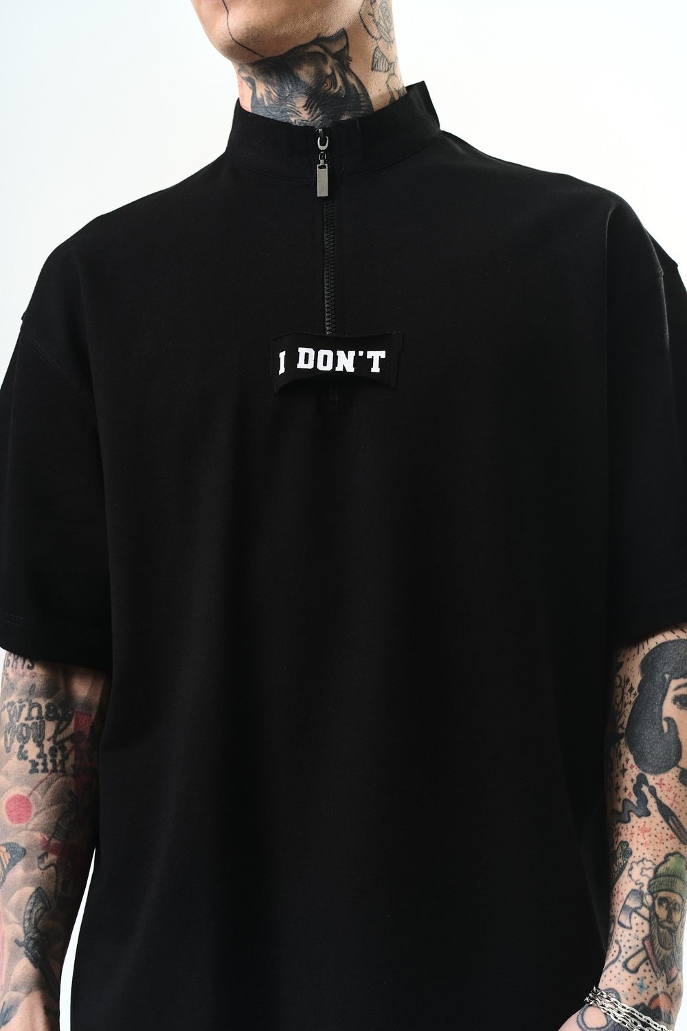 Erkek I Dont Nakışlı Oversize T-Shirt Siyah