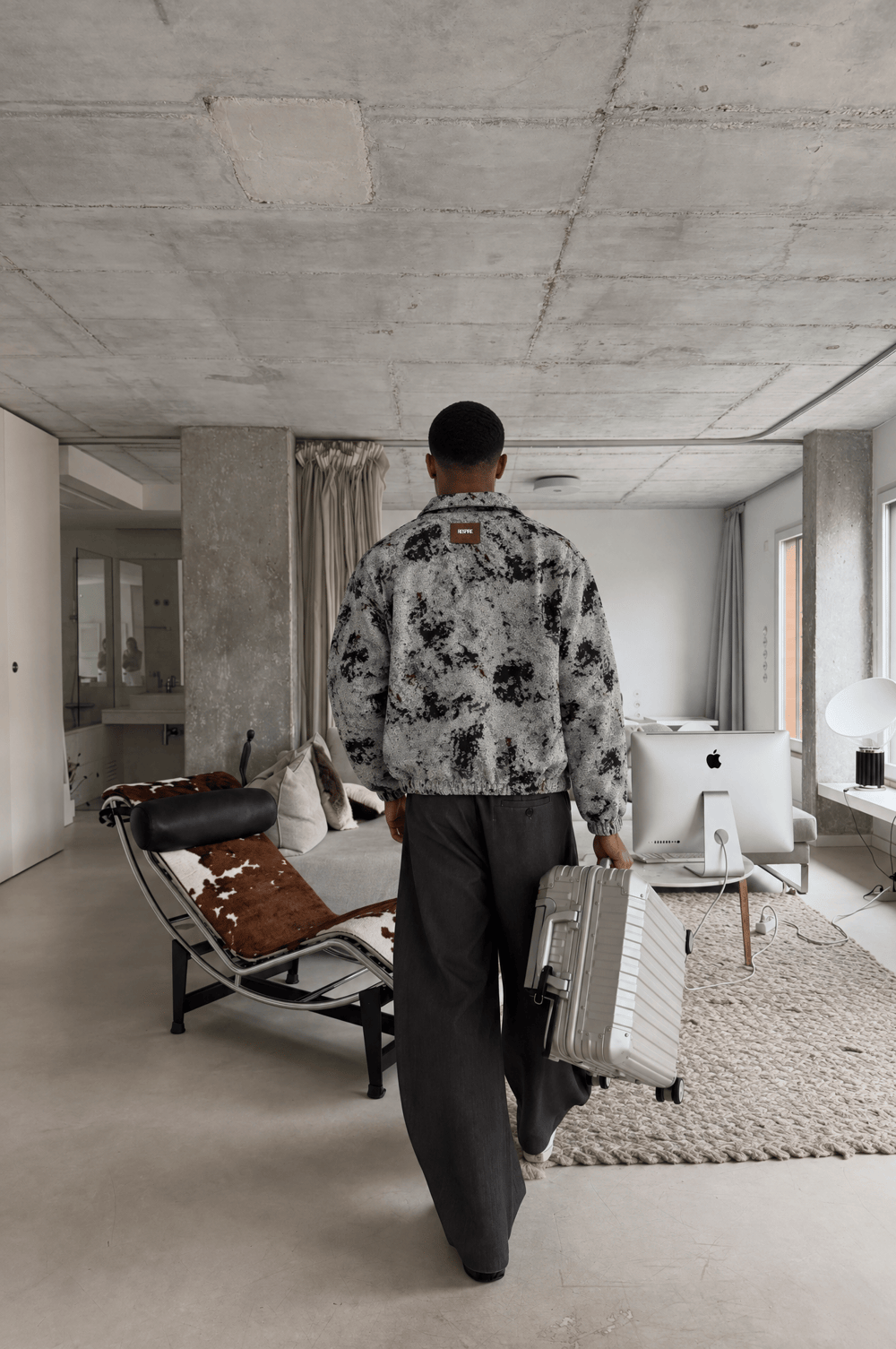 Erkek Jakarlı Oversize Bomber Ceket Gri