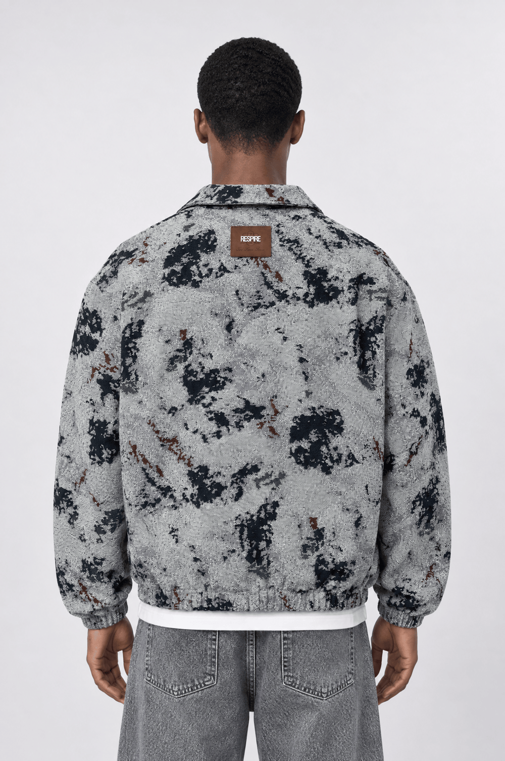 Erkek Jakarlı Oversize Bomber Ceket Gri
