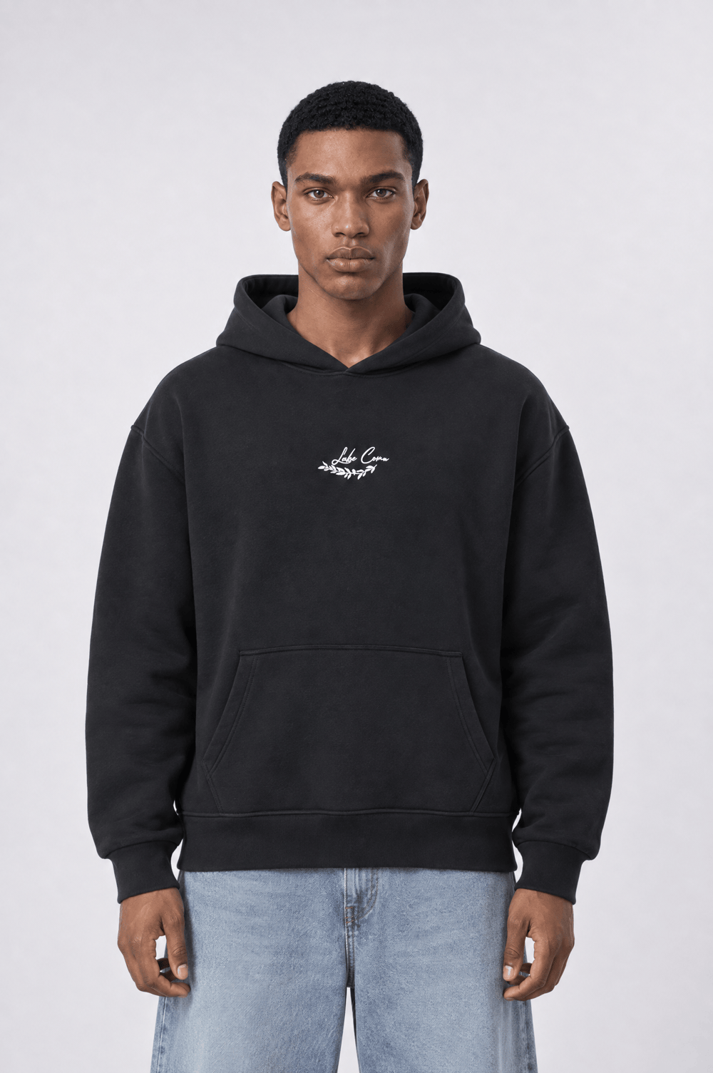 Erkek Lake Como Patch Detaylı Oversize Hoodie Siyah