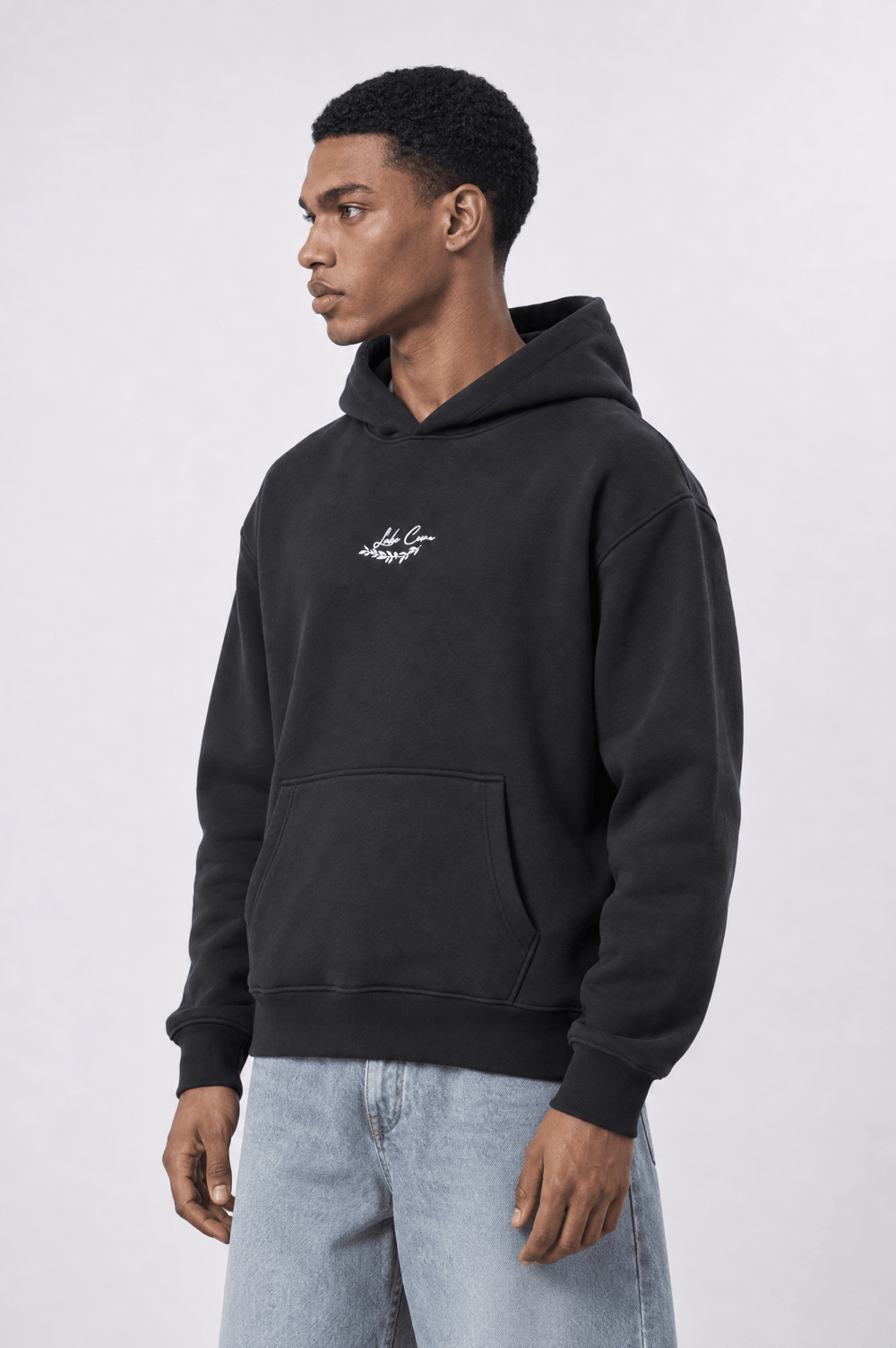 Erkek Lake Como Patch Detaylı Oversize Hoodie Siyah