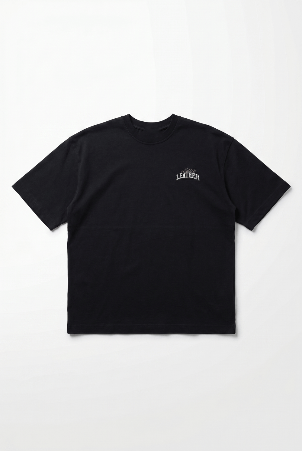 Erkek Leather Baskılı Oversize T-Shirt Siyah