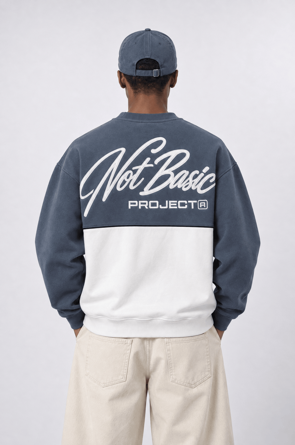 Erkek Not Basic Project Nakışlı Oversize Sweatshirt Füme