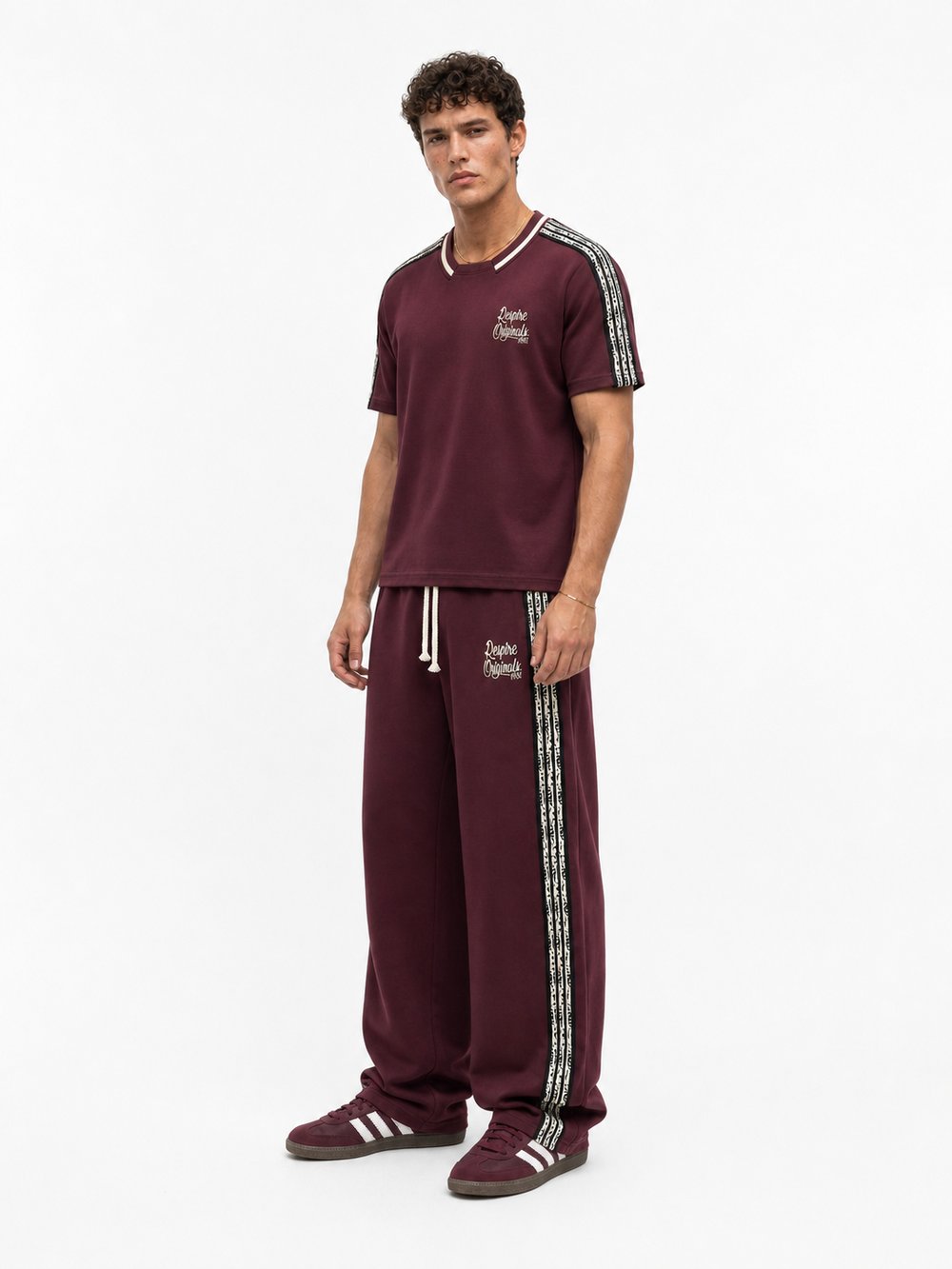 Erkek Originals Şerit Detaylı Regular Fit Eşofman Takımı Bordo
