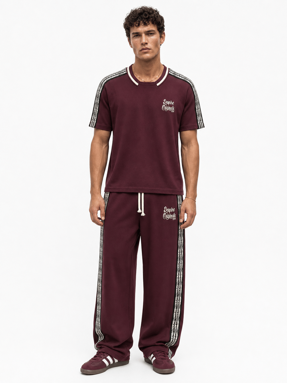Erkek Originals Şerit Detaylı Regular Fit Eşofman Takımı Bordo