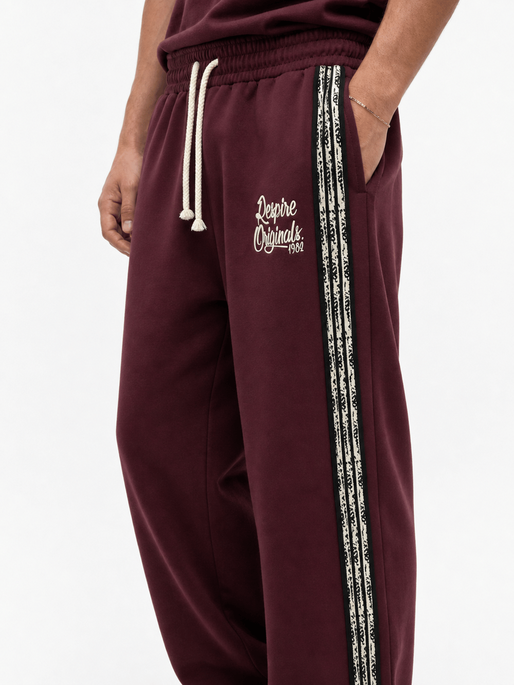 Erkek Originals Şerit Detaylı Regular Fit Eşofman Takımı Bordo