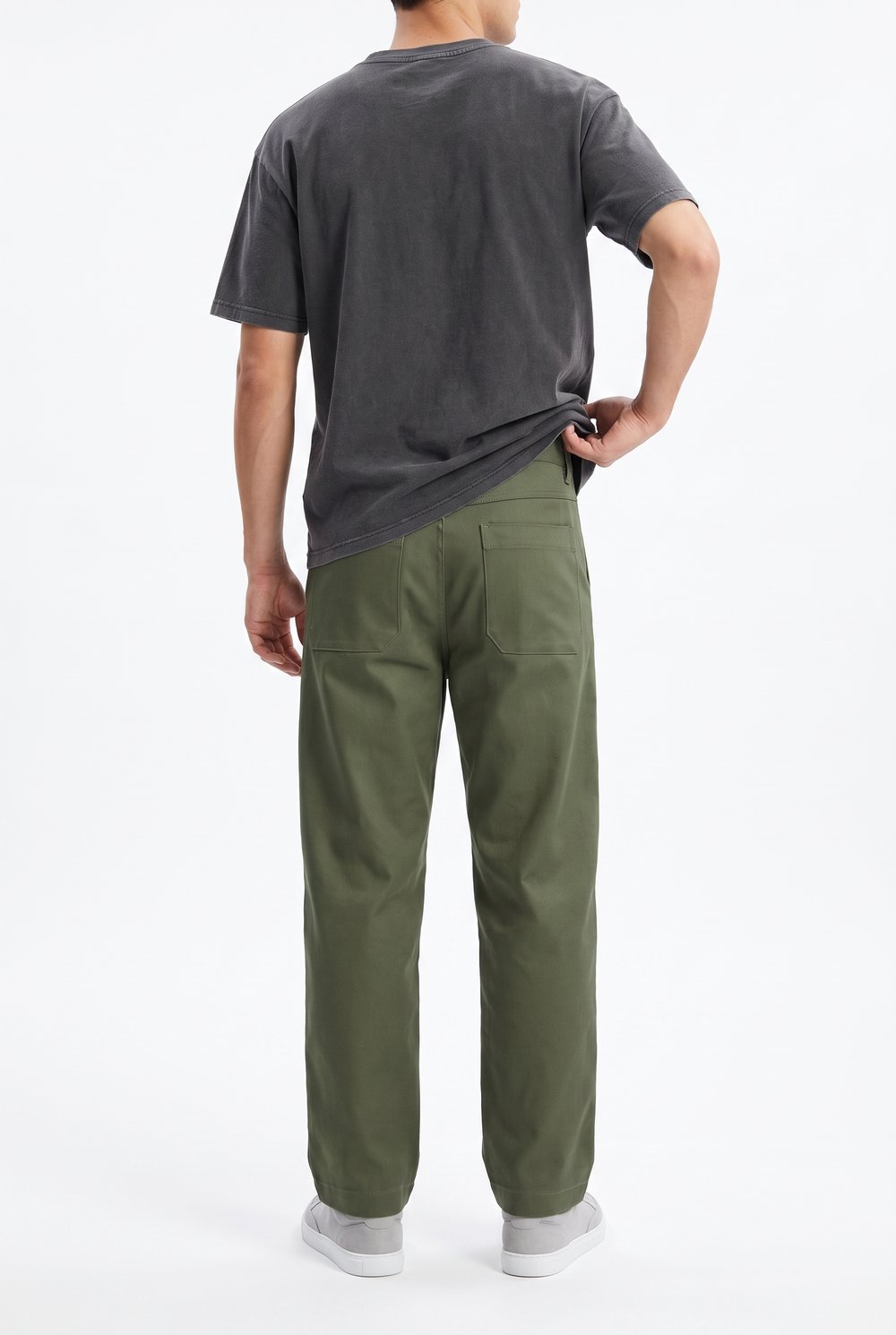 Erkek Pile Detaylı Kumaş Baggy Pantolon Haki