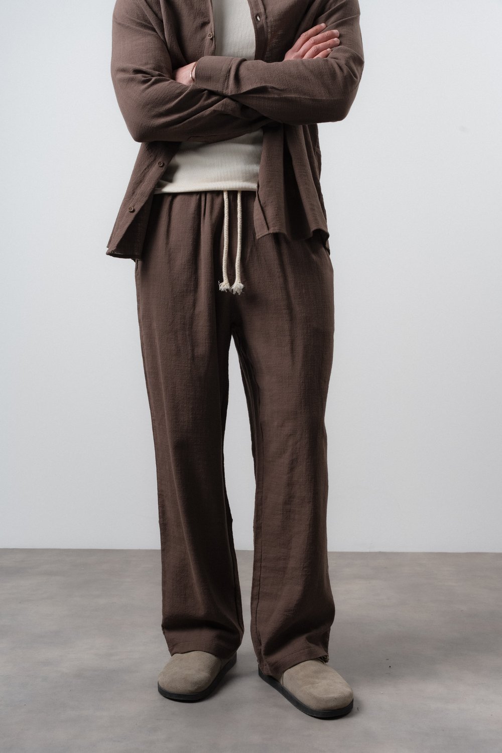 Erkek R Nakışlı Baggy Pantolon Kahve