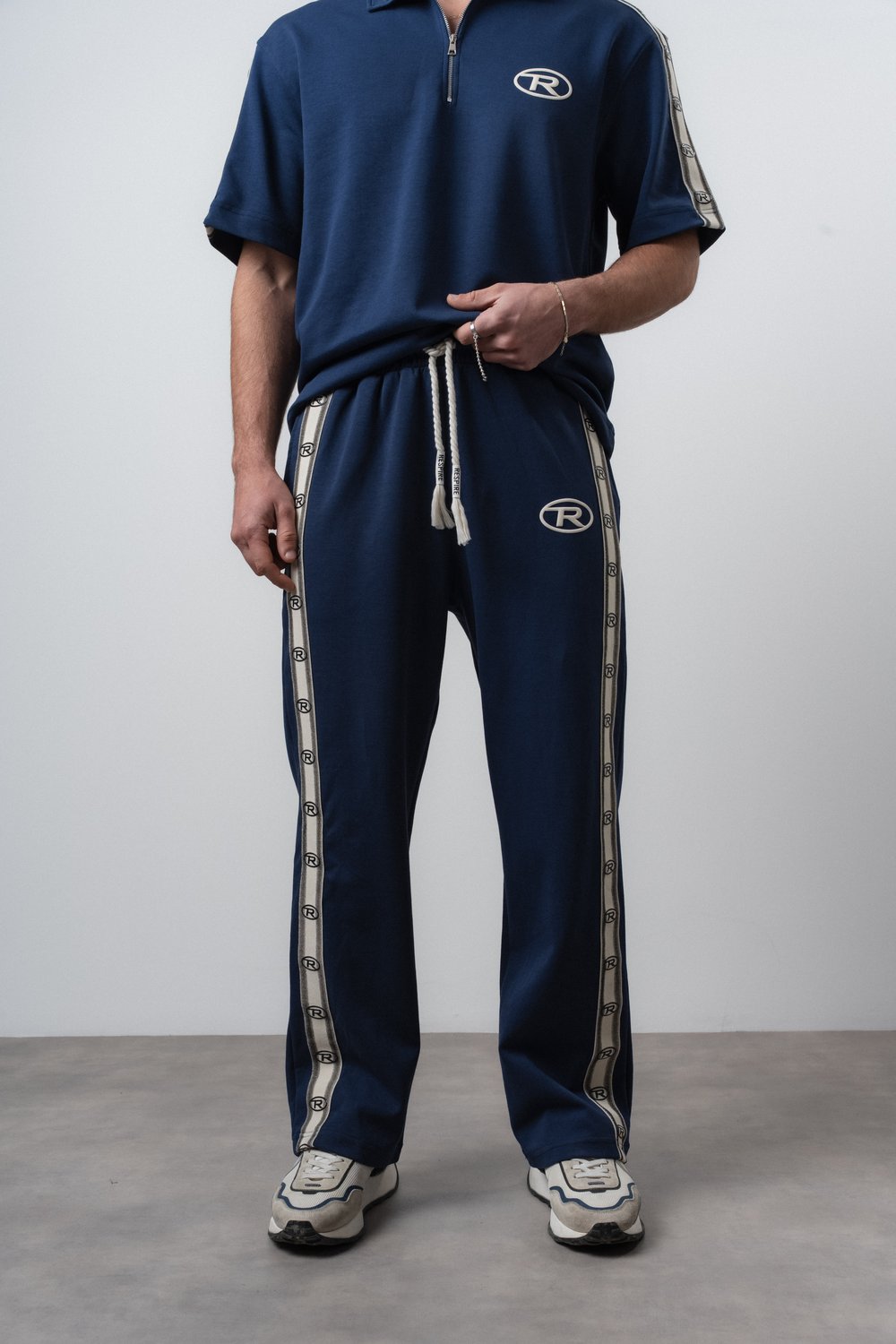 Erkek R Şerit Detaylı Baggy Eşofman Altı Lacivert