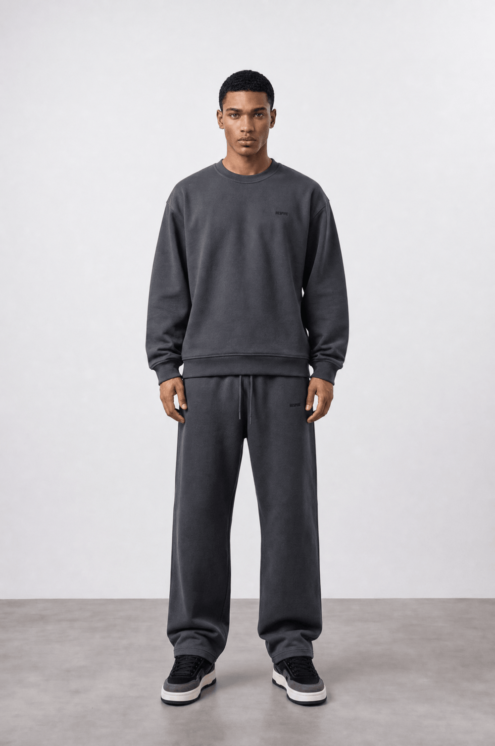 Erkek Respire Basic Oversize Sweatshirt Füme