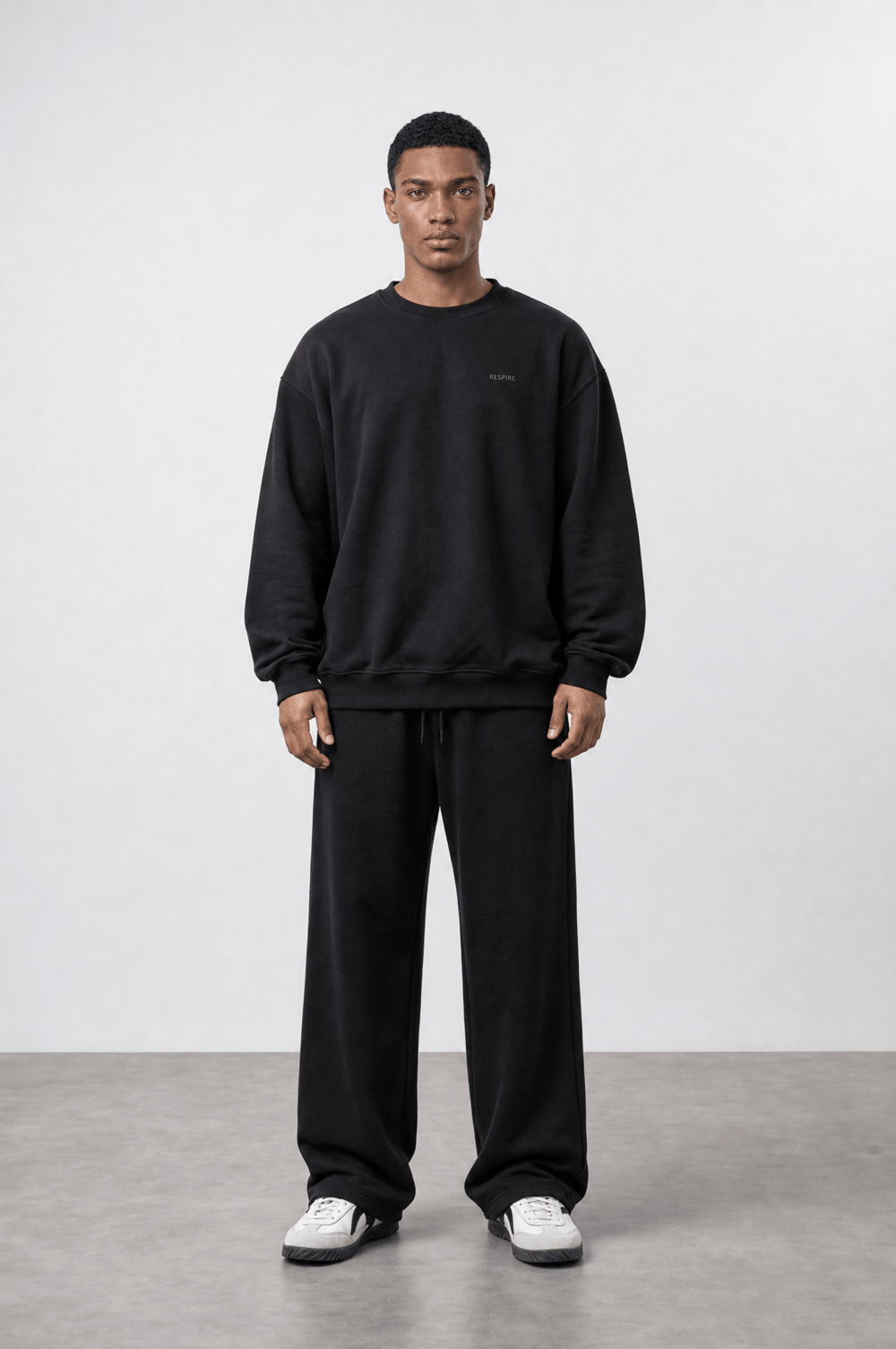 Erkek Respire Basic Oversize Sweatshirt Siyah