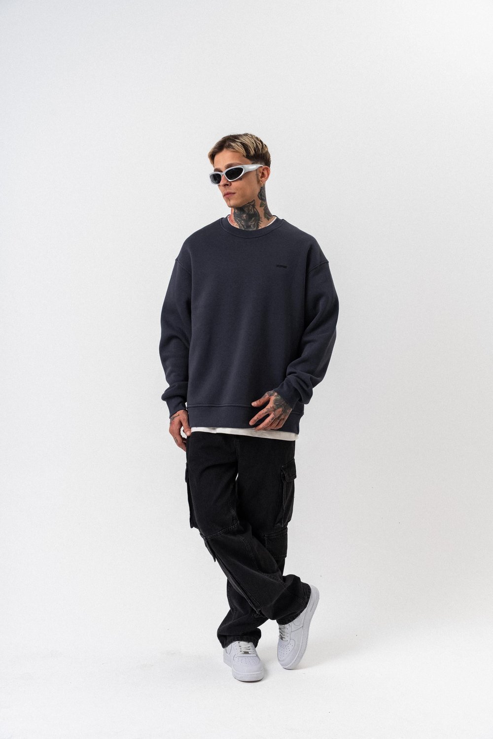 Erkek Respire Yazı Detaylı Basic Oversize Sweatshirt Füme