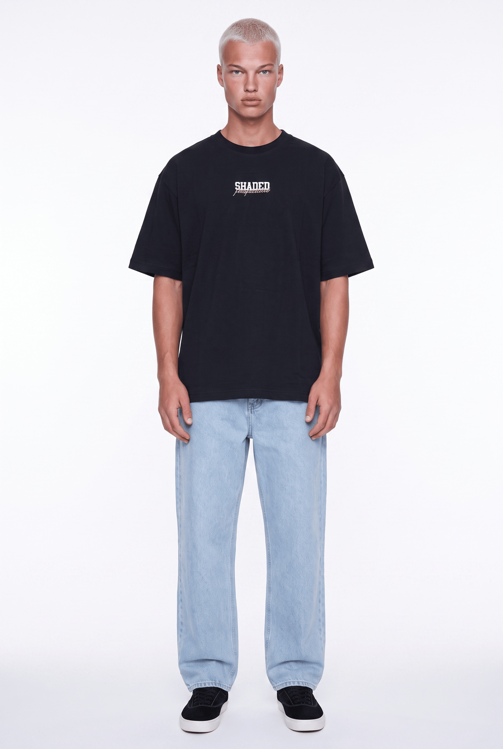 Erkek Shaded Baskılı Oversize T-Shirt Siyah
