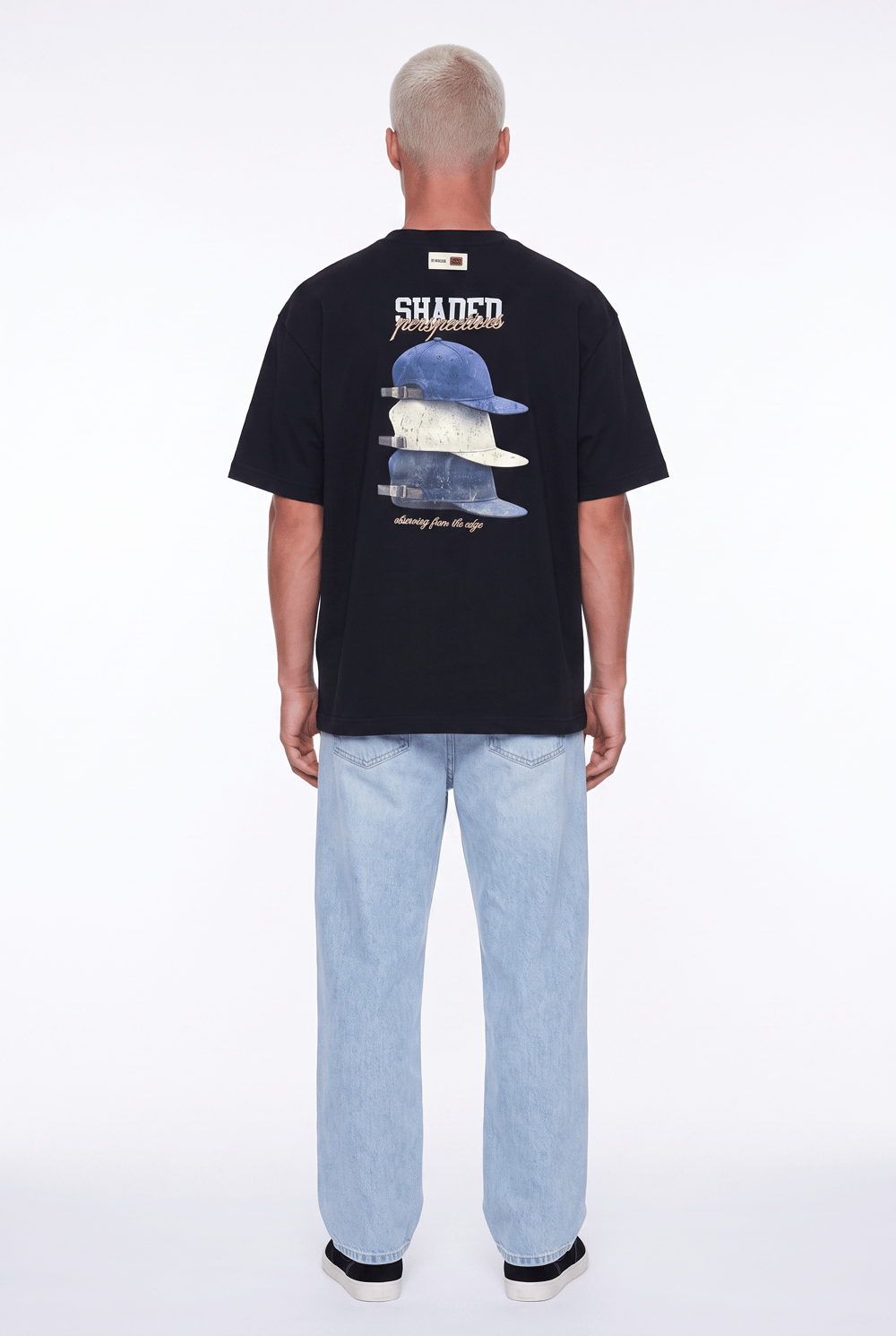 Erkek Shaded Baskılı Oversize T-Shirt Siyah