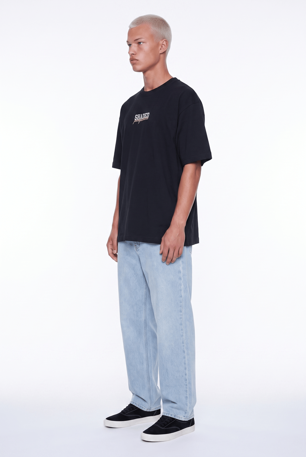Erkek Shaded Baskılı Oversize T-Shirt Siyah