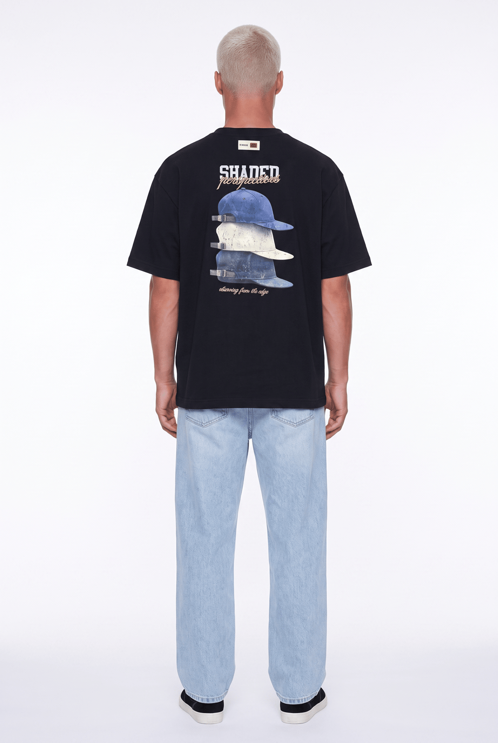 Erkek Shaded Baskılı Oversize T-Shirt Siyah